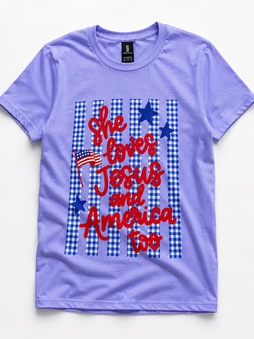Gildan Light Cotton “She Loves Jesus and America Too” Graphic Tee 🇺🇸✨